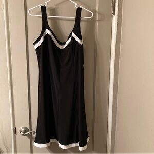 Chaps Black and White Sleeveless Dress